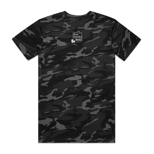 God calls you a warrior Men's camo tee from God Speaks Back