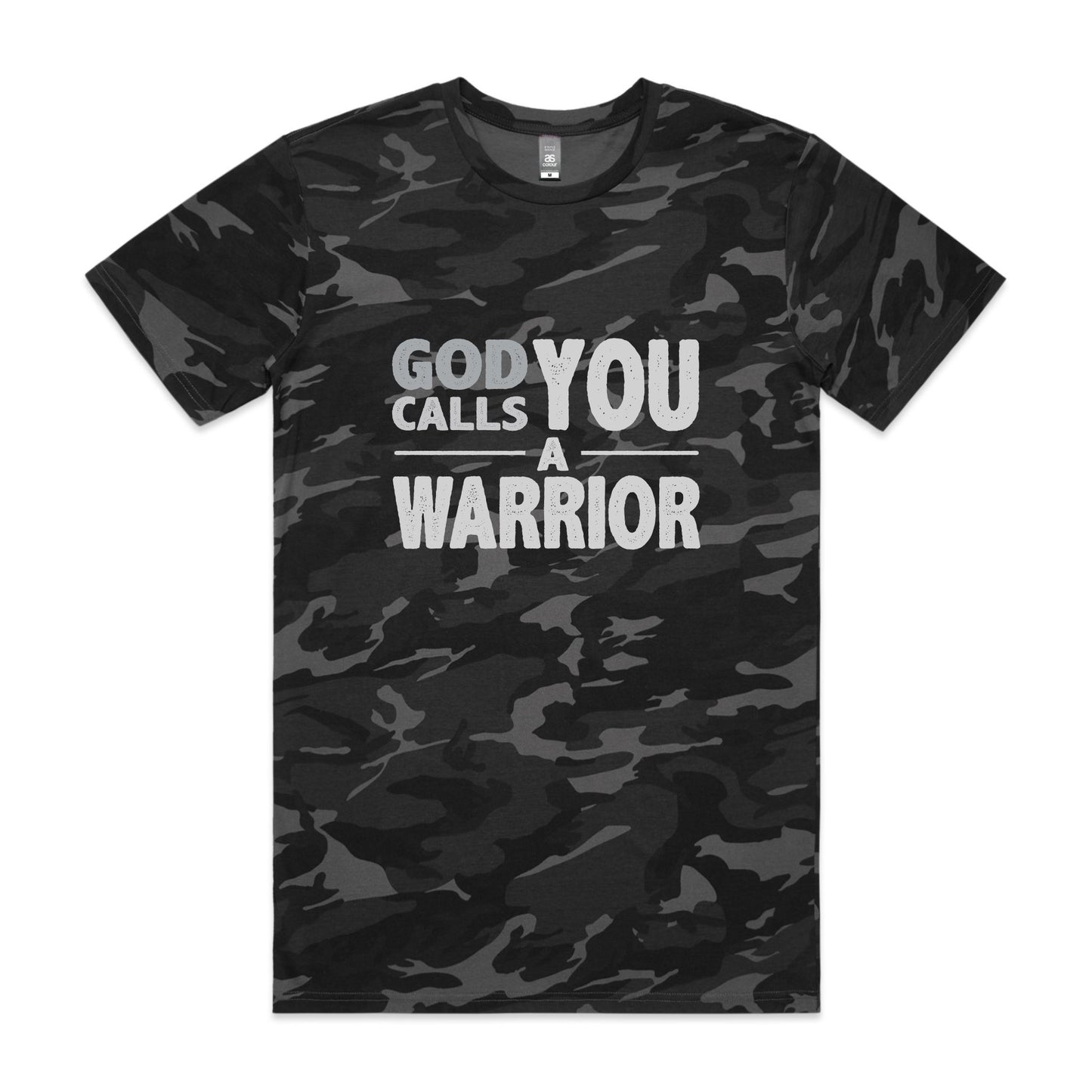 God calls you a warrior Men's camo tee from God Speaks Back